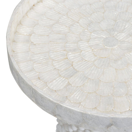 TOV Coast Pearl White Seashell Round Side Table