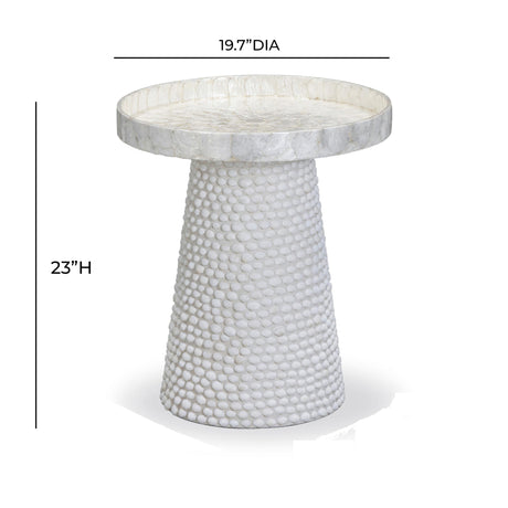 TOV Coast Pearl White Seashell Round Side Table