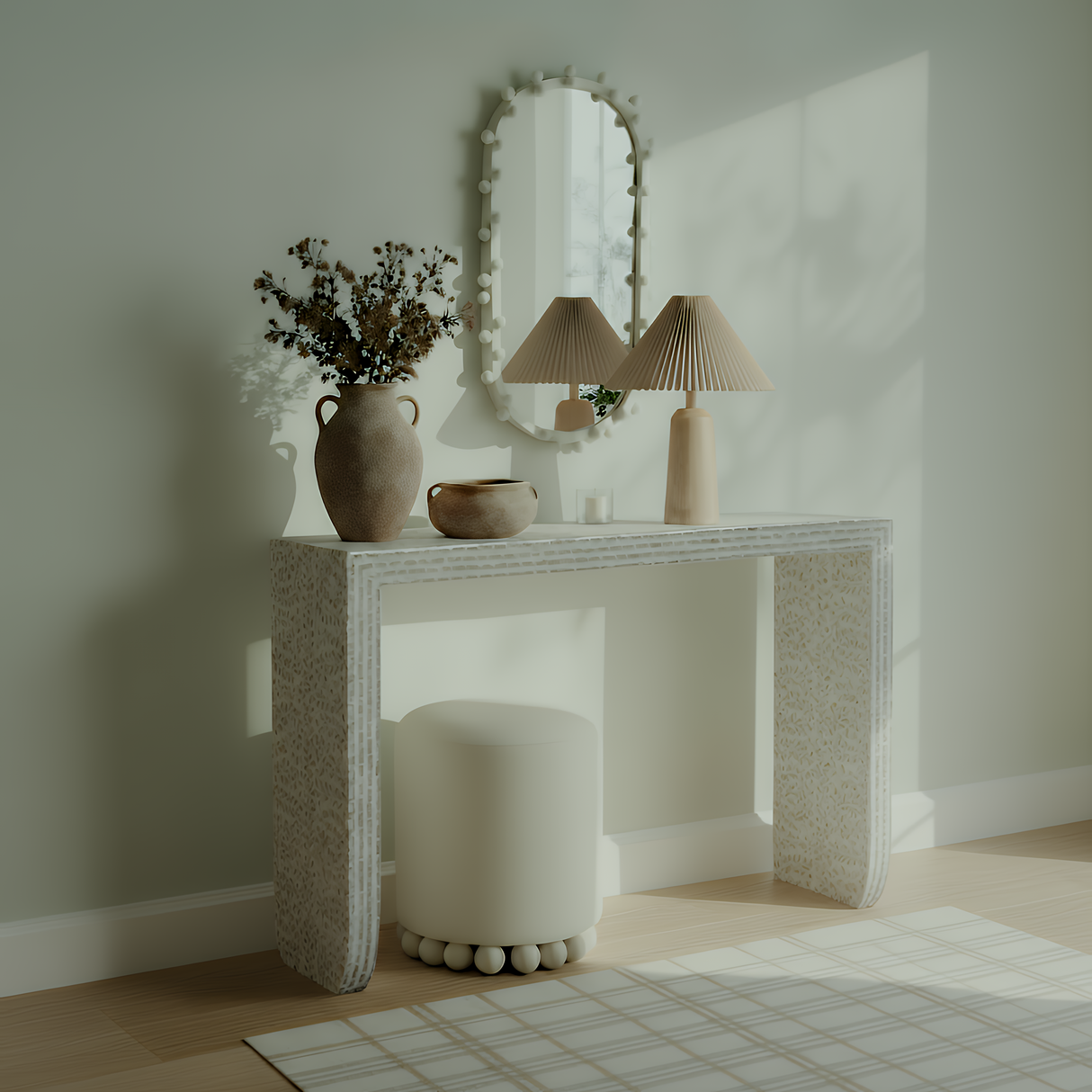 TOV Cyprus 47" Cream Capiz Shell Console Table