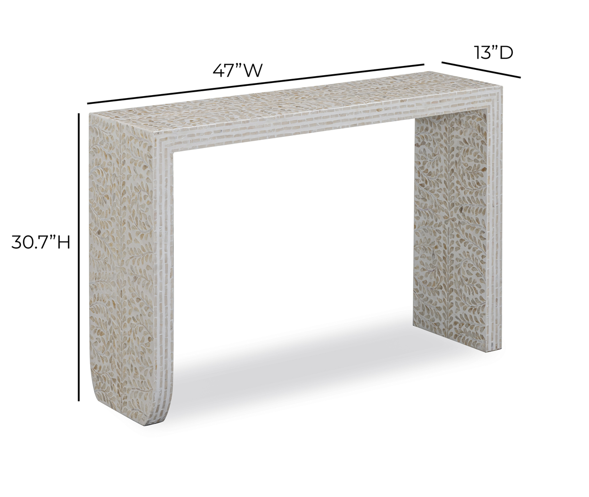 TOV Cyprus 47" Cream Capiz Shell Console Table