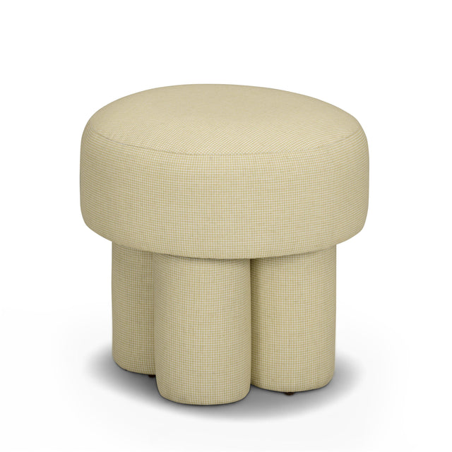 TOV Masha Yellow Homespun Plaid Performance Linen Accent Stool