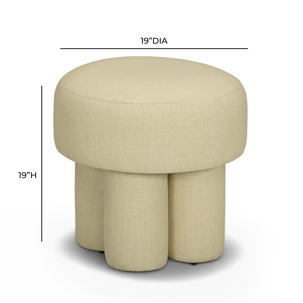 TOV Masha Yellow Homespun Plaid Performance Linen Accent Stool