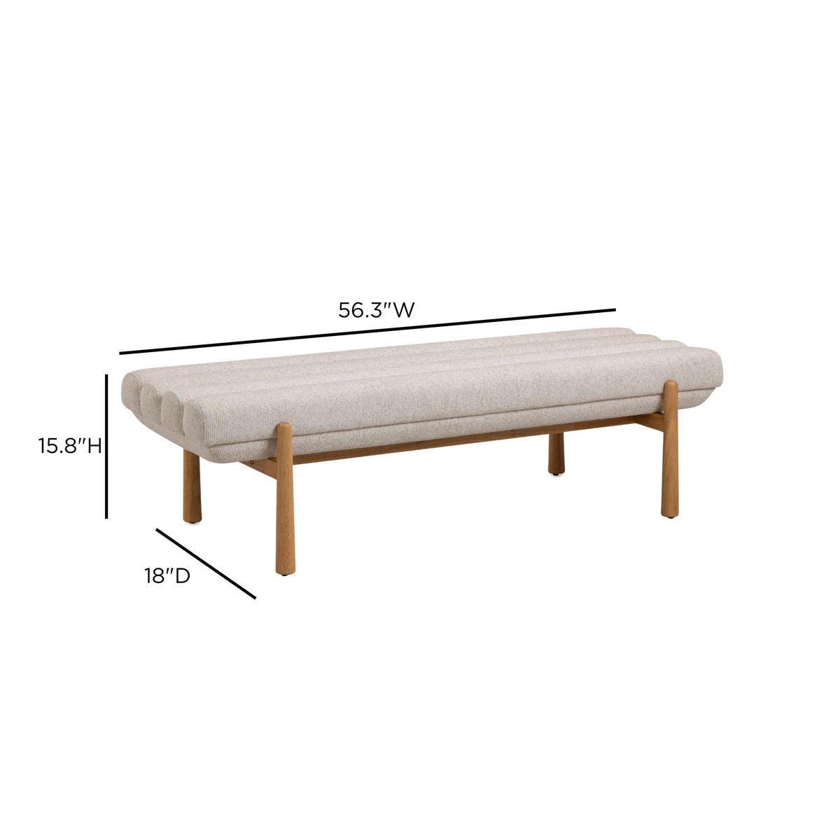 TOV Julianna Cream Textured Fabric Bench