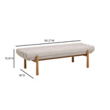 TOV Julianna Cream Textured Fabric Bench