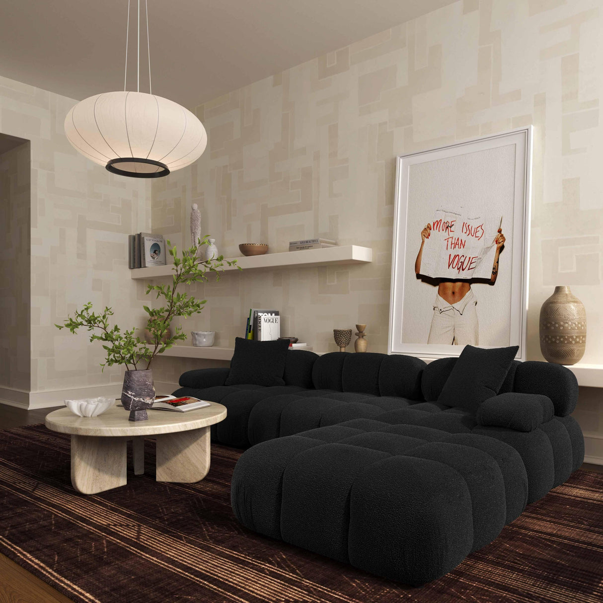 TOV Calliope Performance Vegan Shearling Modular Ottoman
