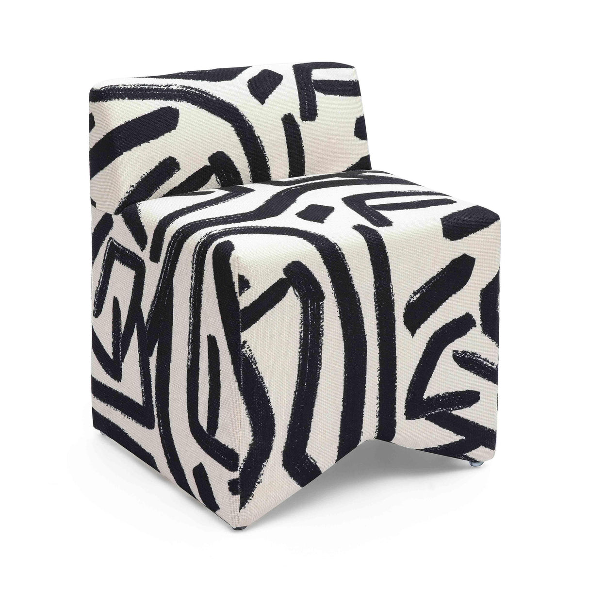 TOV Pippa Black Brushstroke Print Contract Grade Accent Stool