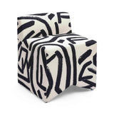 TOV Pippa Black Brushstroke Print Contract Grade Accent Stool