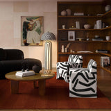 TOV Pippa Black Brushstroke Print Contract Grade Accent Stool