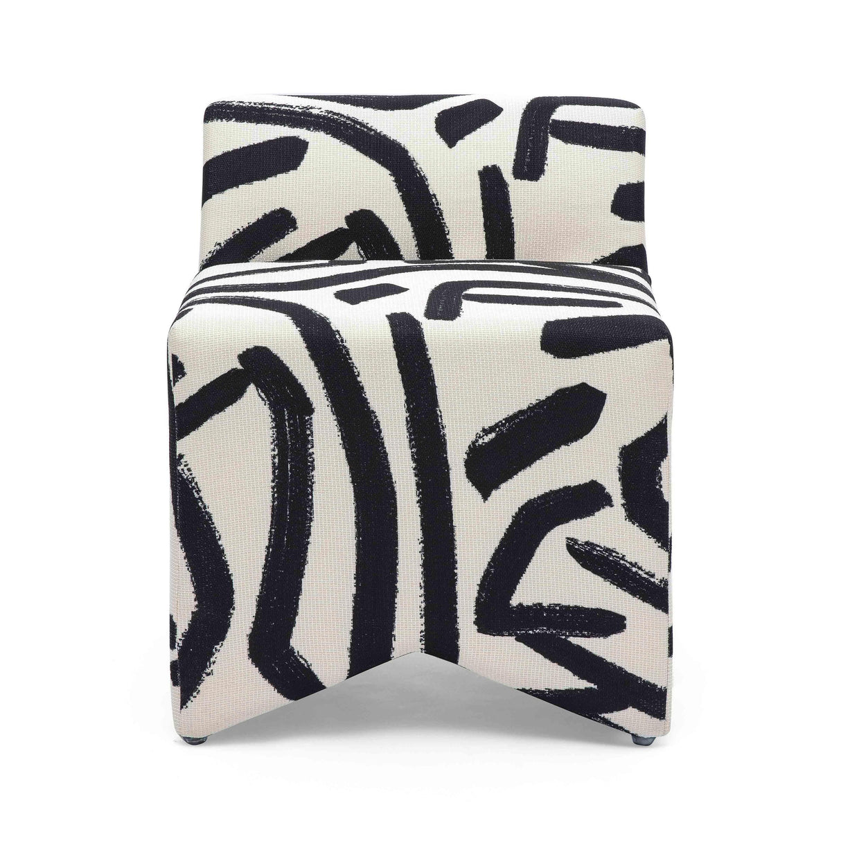 TOV Pippa Black Brushstroke Print Contract Grade Accent Stool