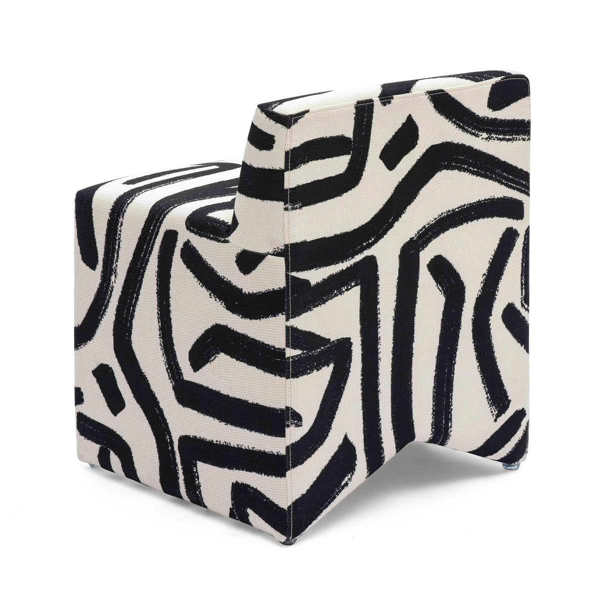 TOV Pippa Black Brushstroke Print Contract Grade Accent Stool