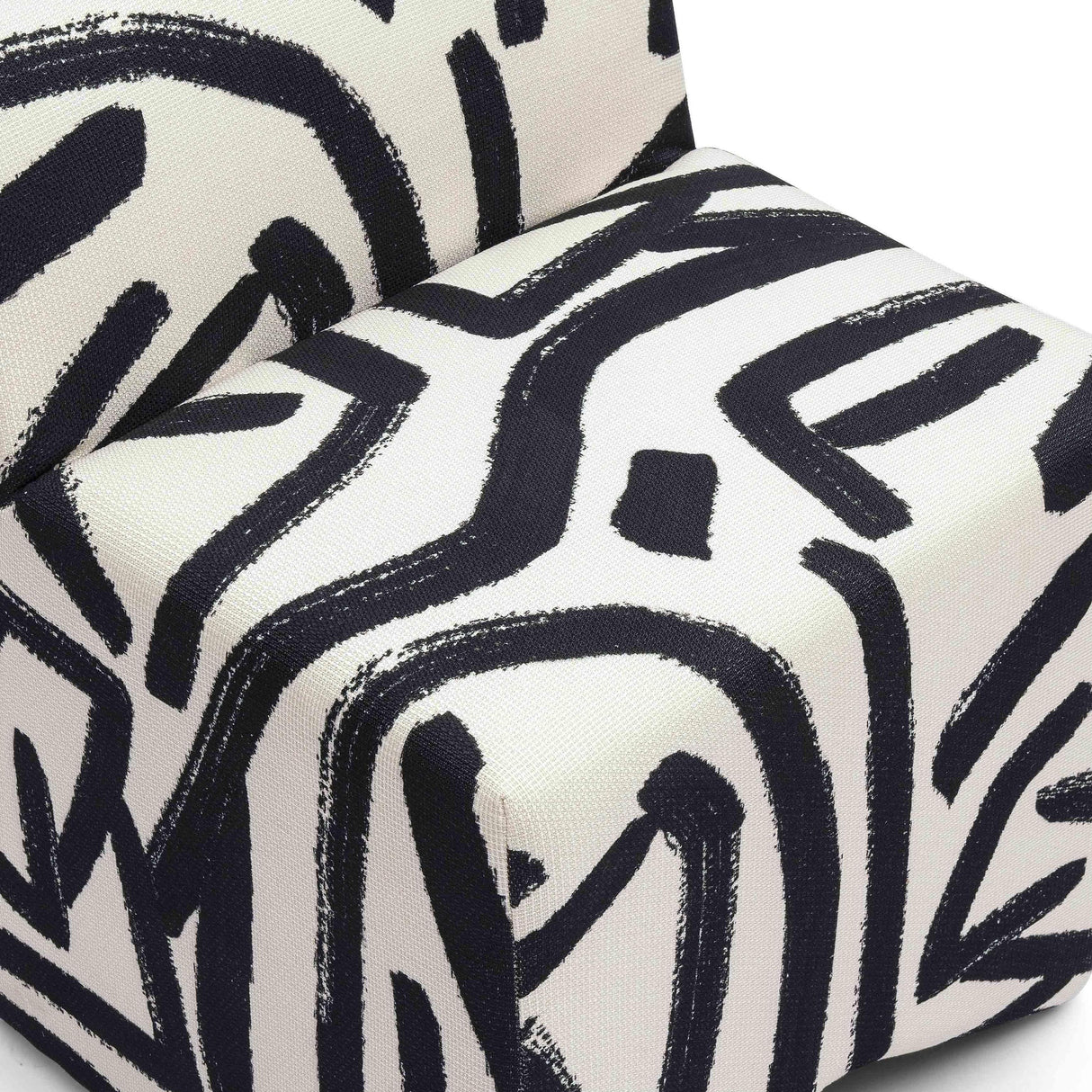 TOV Pippa Black Brushstroke Print Contract Grade Accent Stool