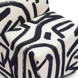 TOV Pippa Black Brushstroke Print Contract Grade Accent Stool