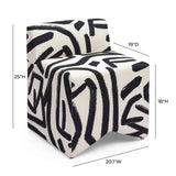 TOV Pippa Black Brushstroke Print Contract Grade Accent Stool
