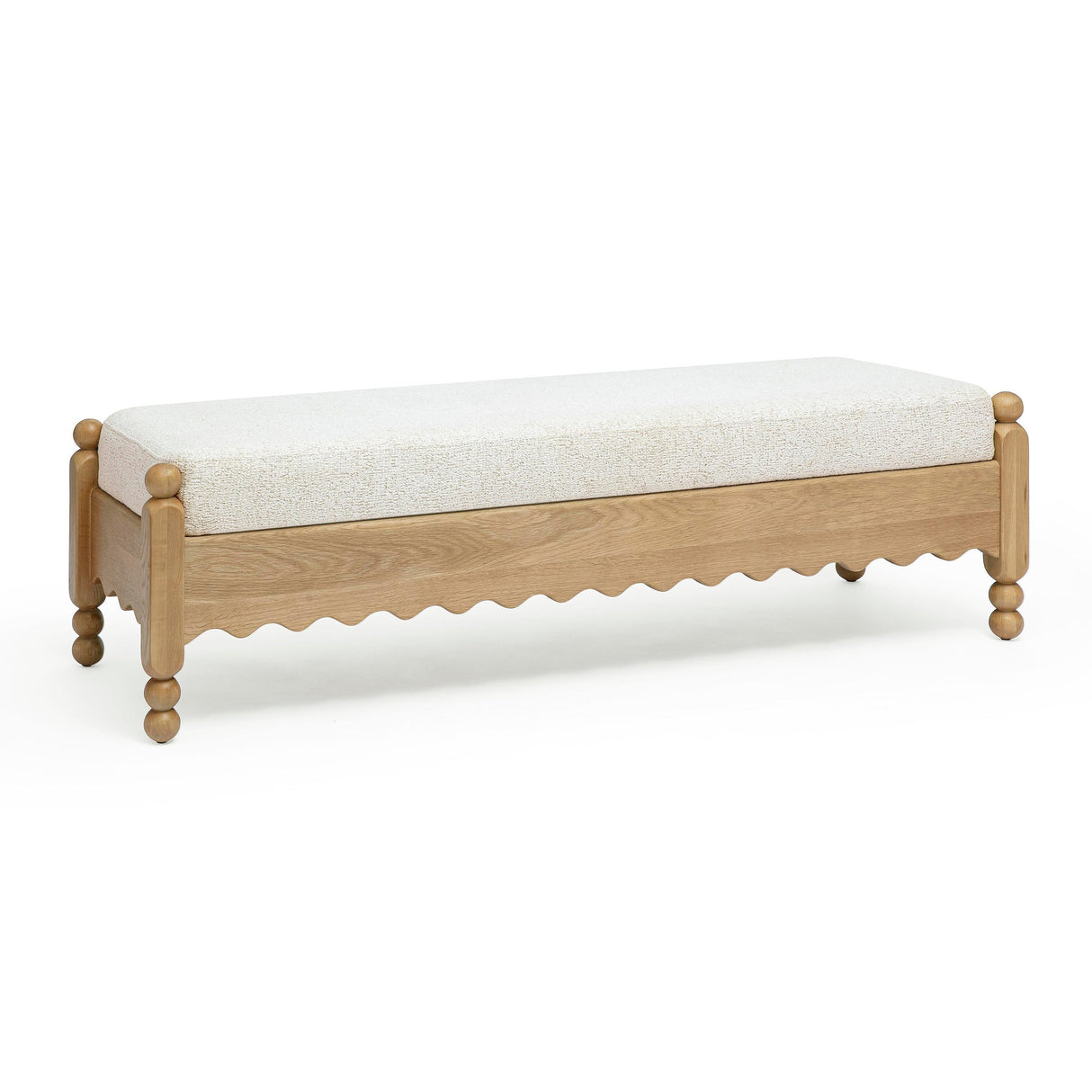 TOV Thelma 56" Cream Performance Basketweave Bench