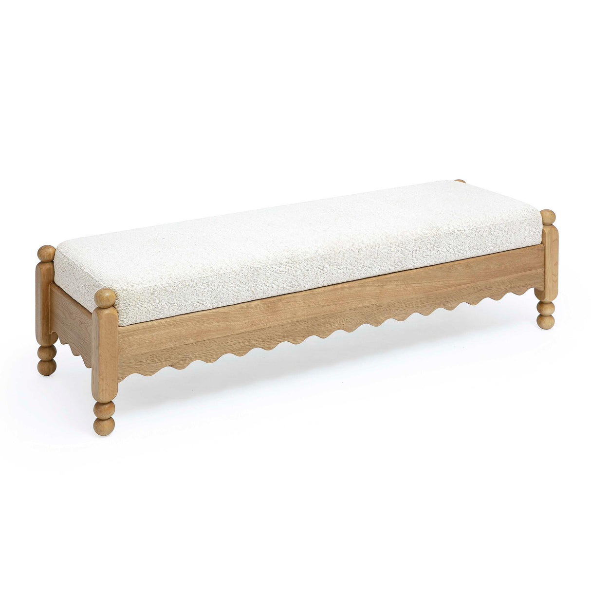 TOV Thelma 56" Cream Performance Basketweave Bench