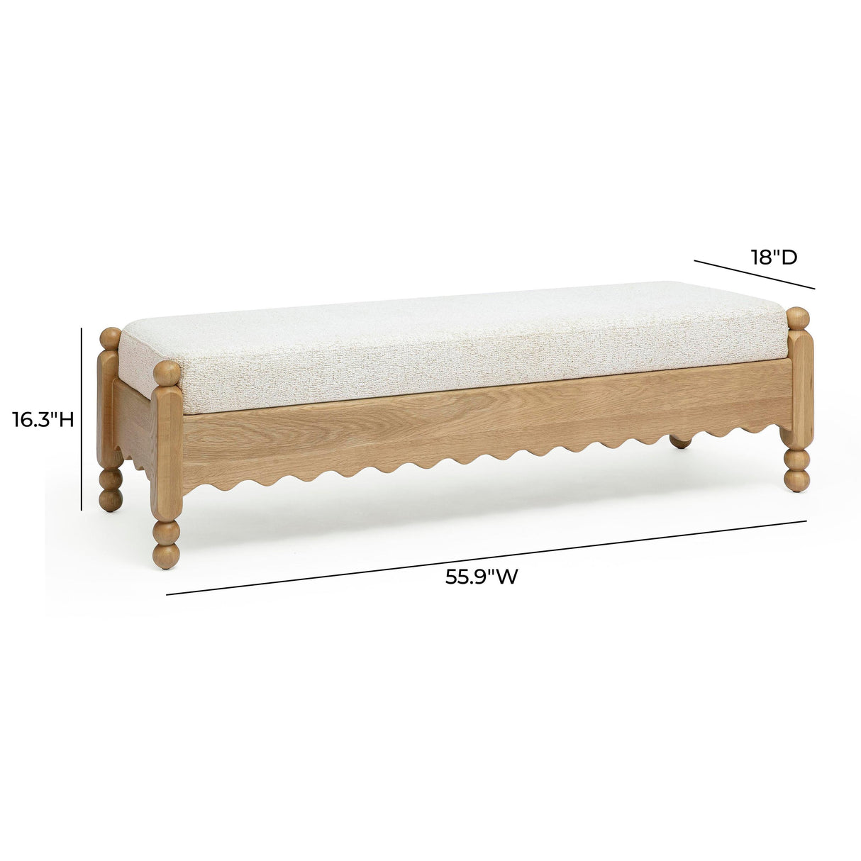 TOV Thelma 56" Cream Performance Basketweave Bench