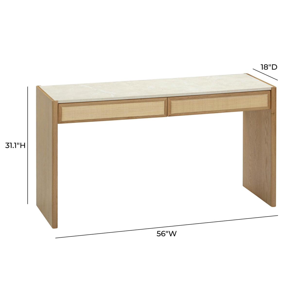 TOV Paige 56" Natural Oak 2-Drawer Console Desk