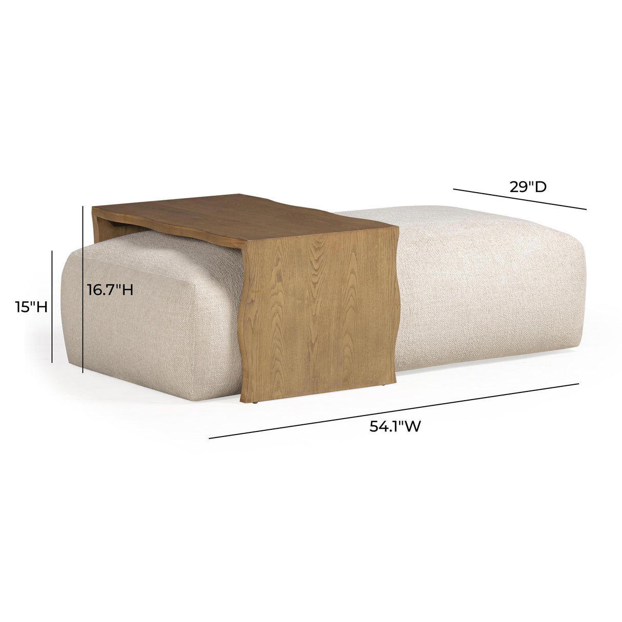 TOV Spencer 54" Performance Basketweave Ottoman with Bridge Table