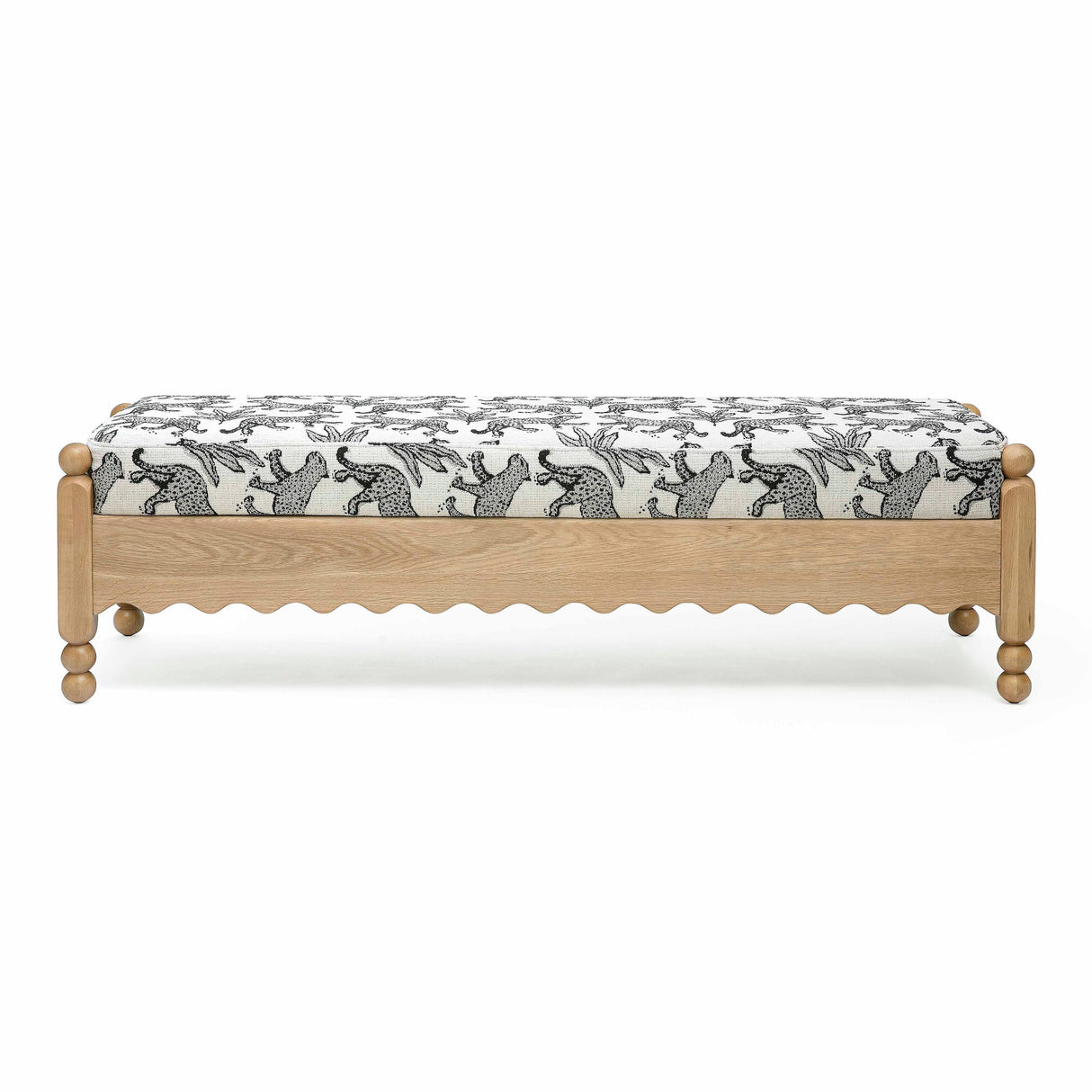 TOV Thelma 56" Leopard Performance Jacquard Fabric Bench