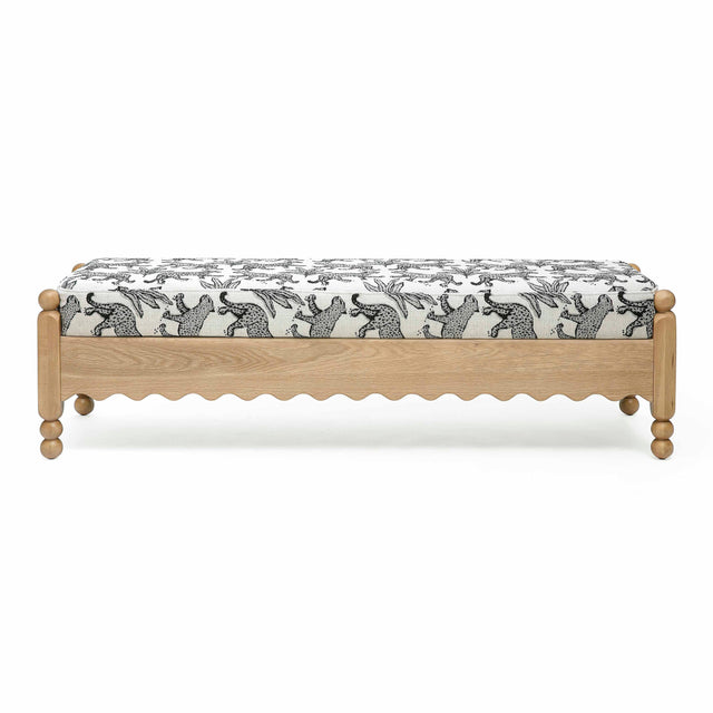 TOV Thelma 56" Leopard Performance Jacquard Fabric Bench