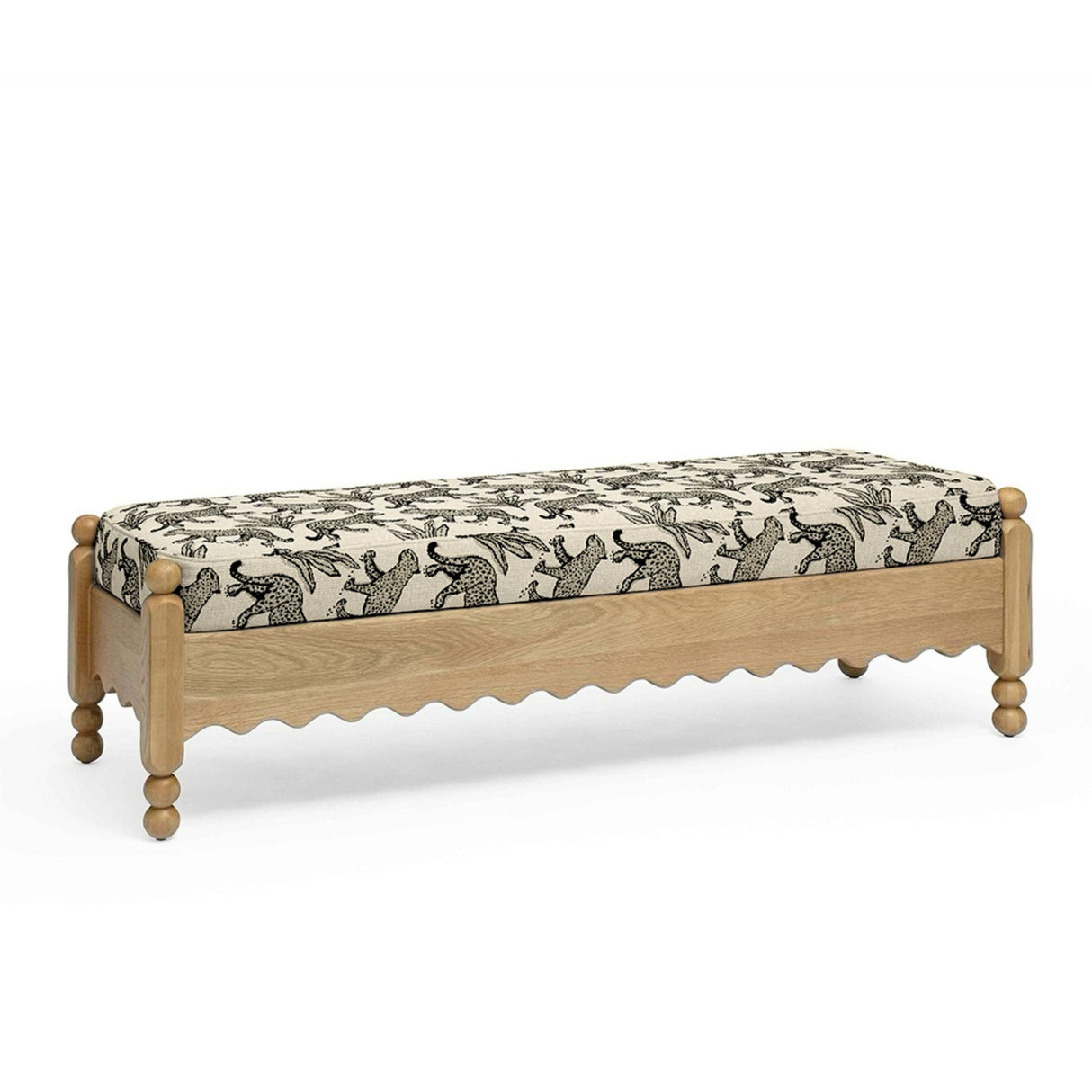 TOV Thelma Cream Leopard Jacquard Bench
