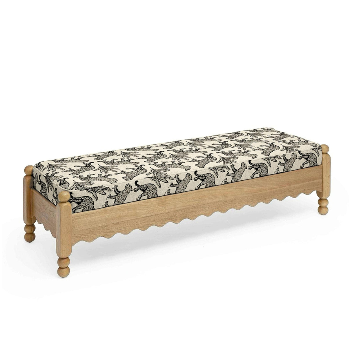 TOV Thelma Cream Leopard Jacquard Bench
