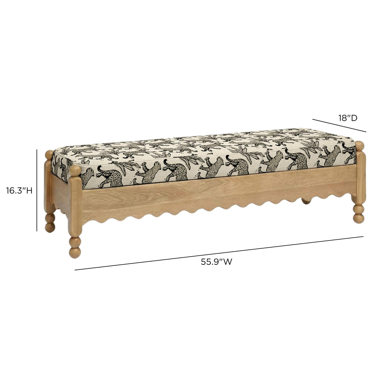 TOV Thelma Cream Leopard Jacquard Bench