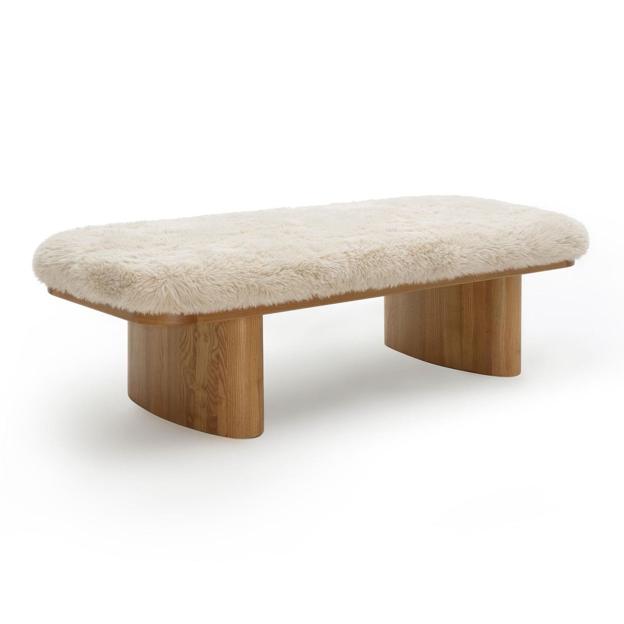 TOV Ollie 56.5" Contract-Grade Straight Vegan Shearling Large Bench