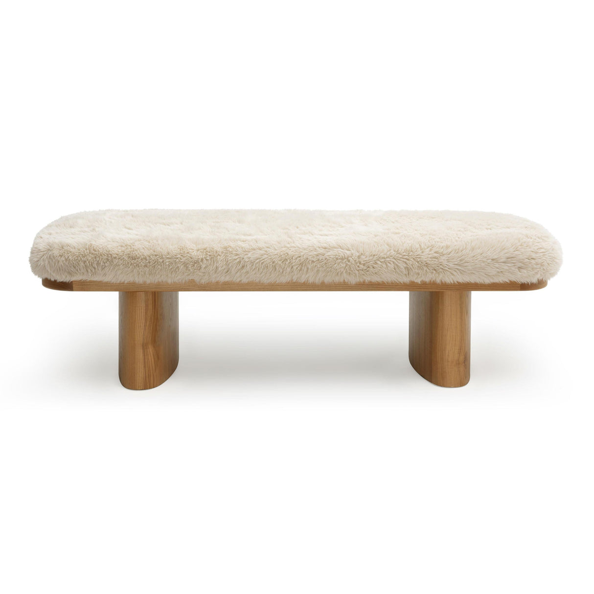 TOV Ollie 56.5" Contract-Grade Straight Vegan Shearling Large Bench