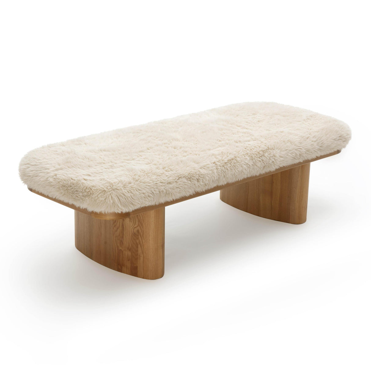 TOV Ollie 56.5" Contract-Grade Straight Vegan Shearling Large Bench