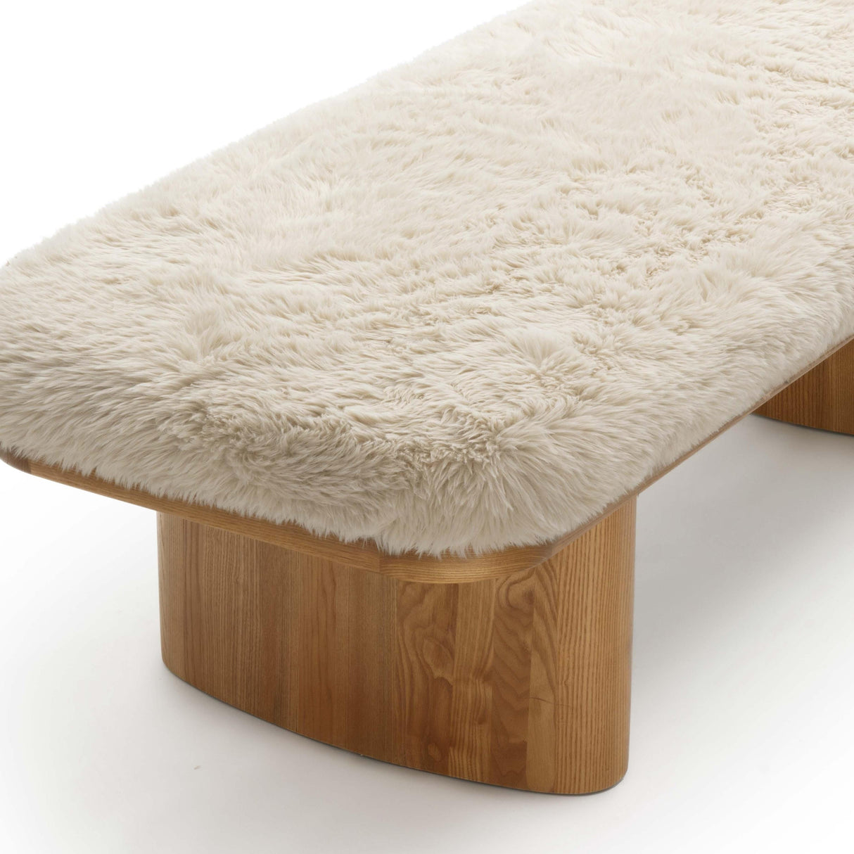 TOV Ollie 56.5" Contract-Grade Straight Vegan Shearling Large Bench