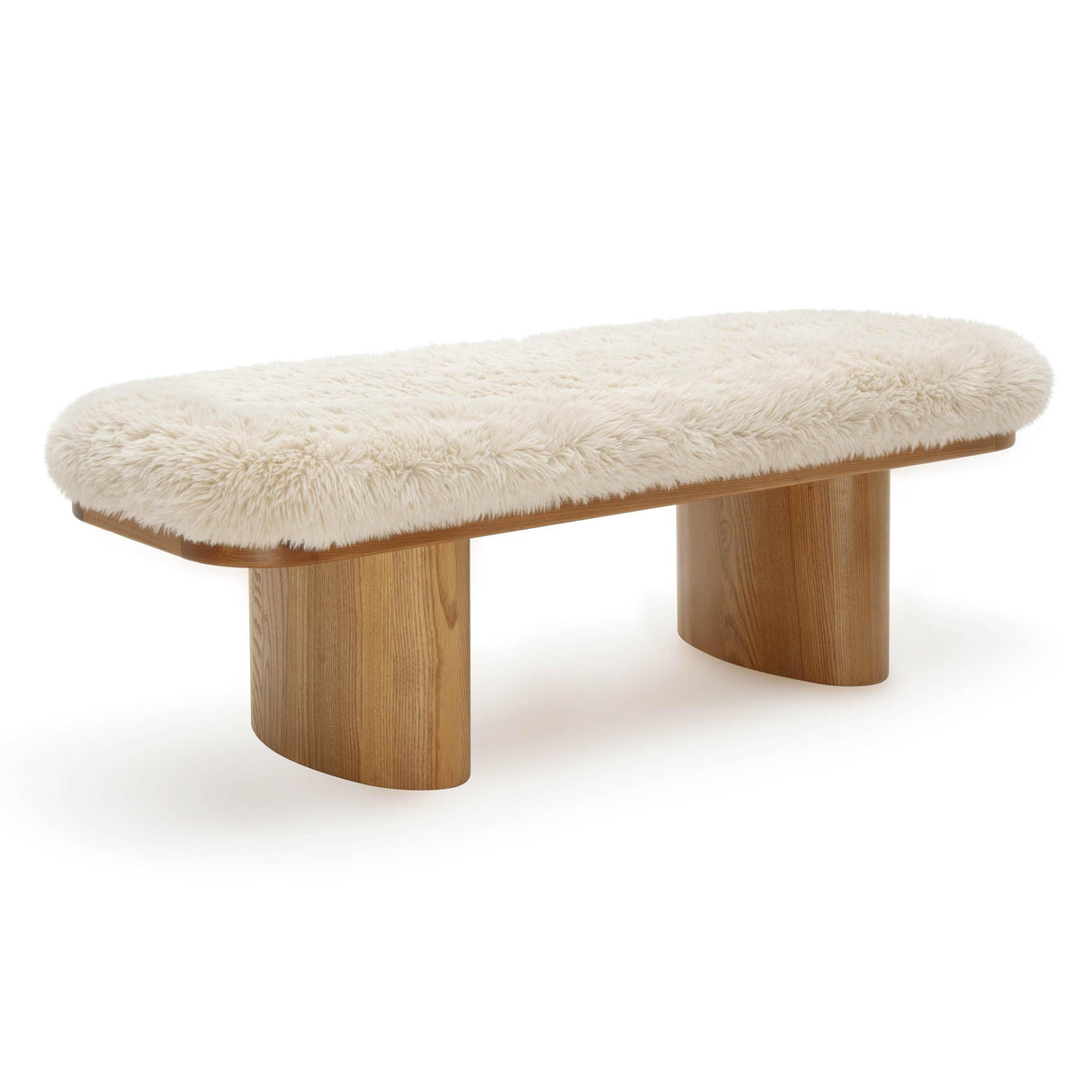 TOV Ollie 48" Contract-Grade Straight Vegan Shearling Bench