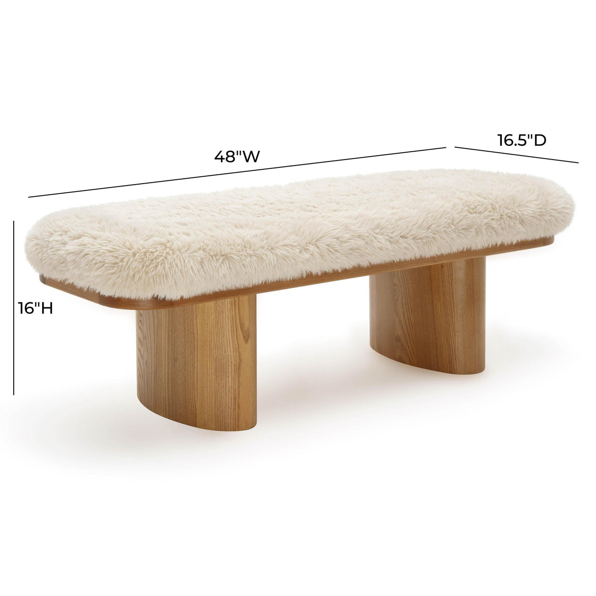 TOV Ollie 48" Contract-Grade Straight Vegan Shearling Bench