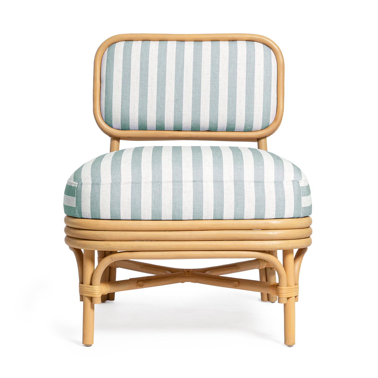 TOV Dorine Striped Performance Linen &amp; Rattan Accent Chair