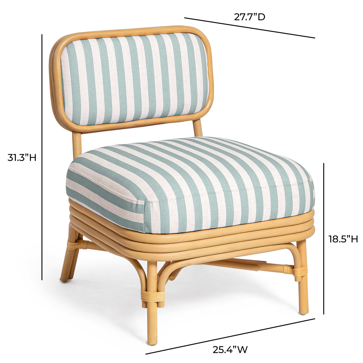 TOV Dorine Mint Green Striped Accent Chair