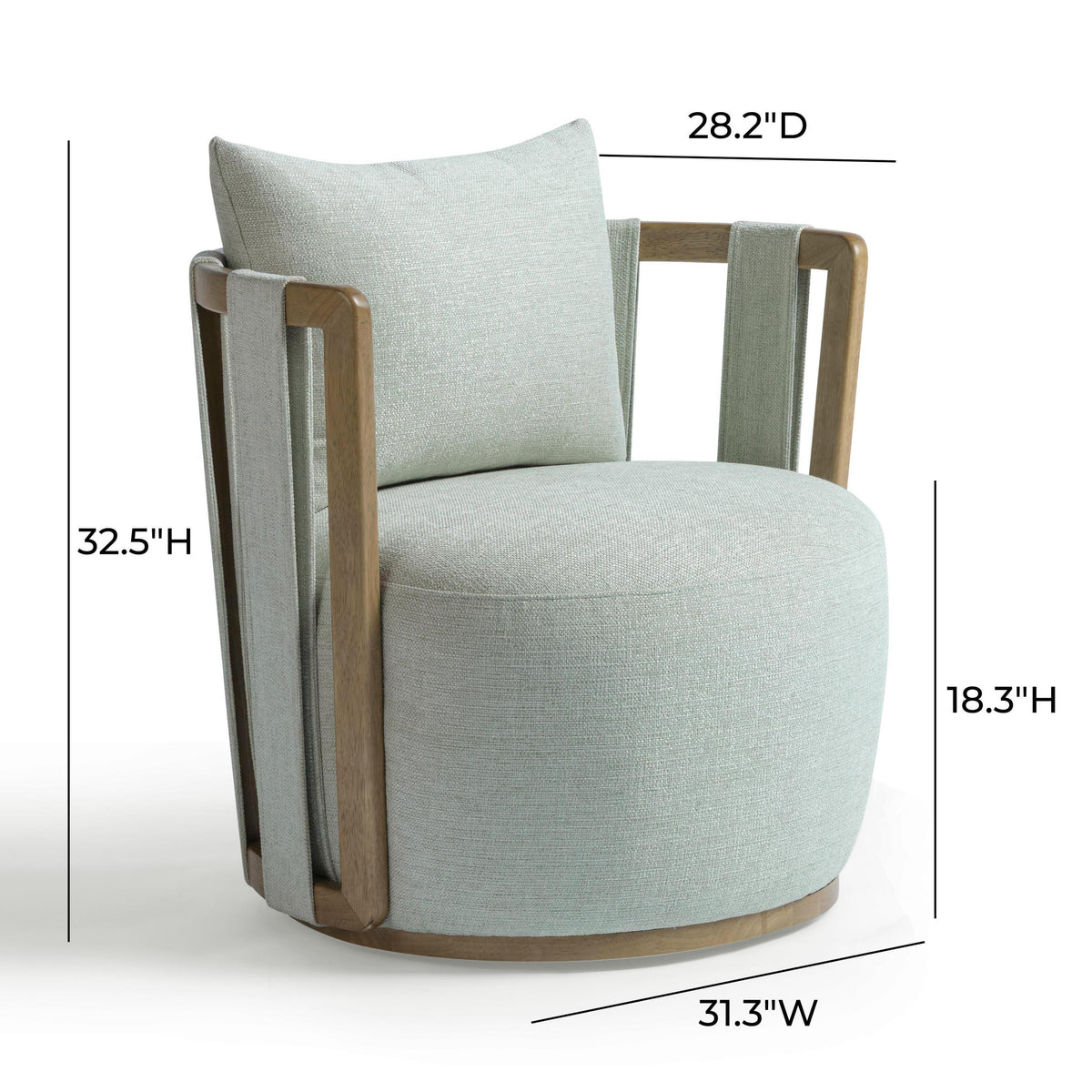 TOV Paolo Mint Green Textured Weave Swivel Chair