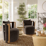 TOV Paolo Upcycled Contract-Grade Fabric Swivel Accent Chair