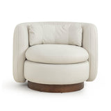 TOV Nura Cream Performance Vegan Mohair Swivel Accent Chair