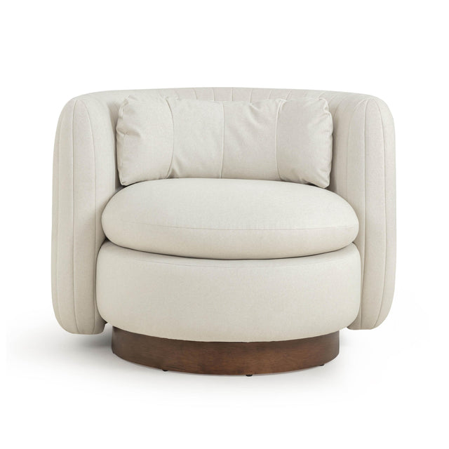 TOV Nura Cream Performance Vegan Mohair Swivel Accent Chair