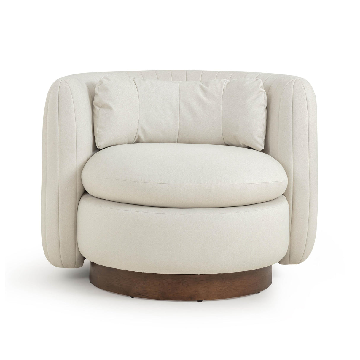 TOV Nura Cream Vegan Mohair Swivel Accent Chair