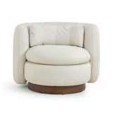 TOV Nura Cream Vegan Mohair Swivel Accent Chair