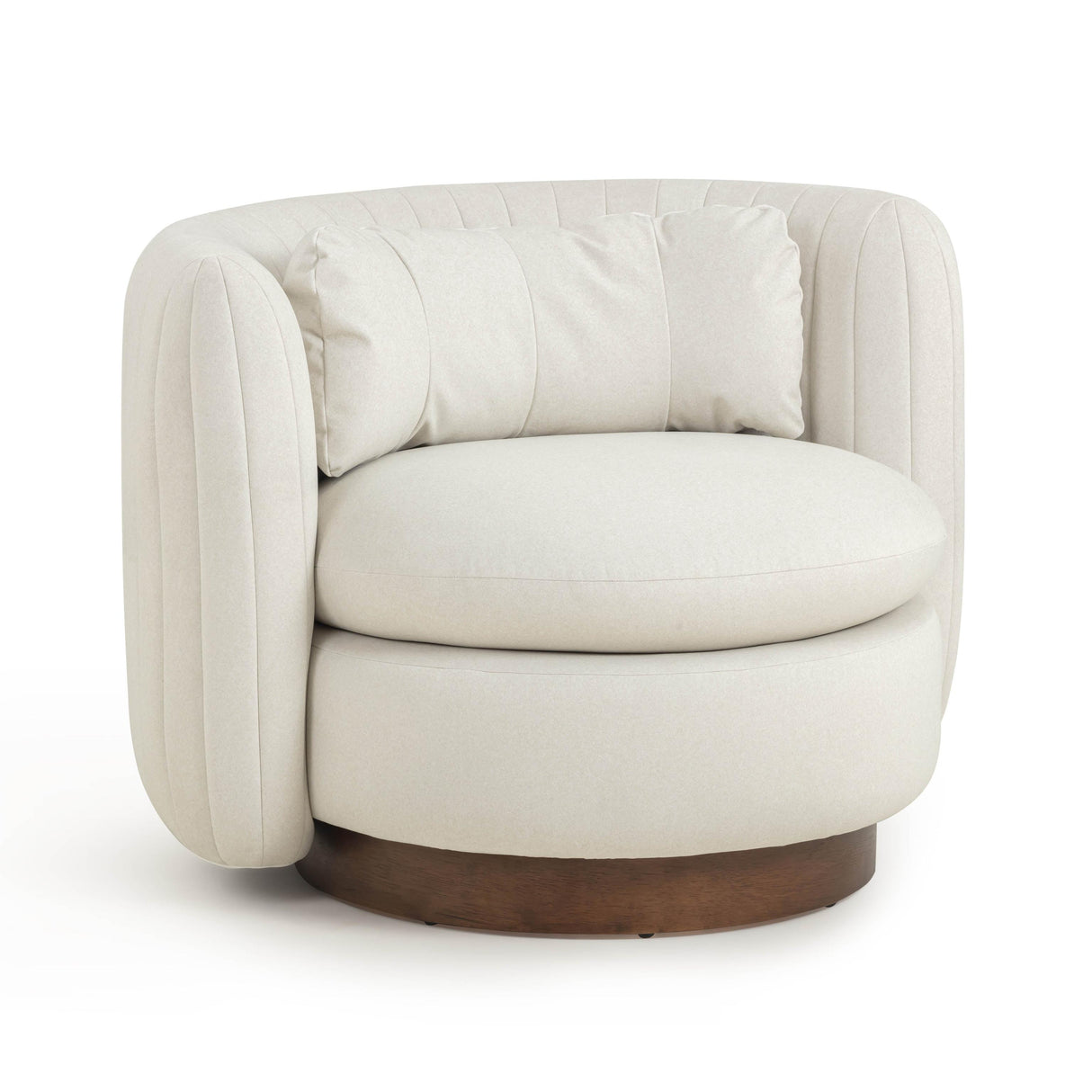 TOV Nura Cream Performance Vegan Mohair Swivel Accent Chair