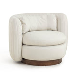 TOV Nura Cream Performance Vegan Mohair Swivel Accent Chair