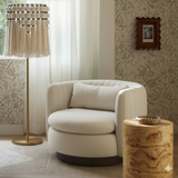 TOV Nura Cream Vegan Mohair Swivel Accent Chair