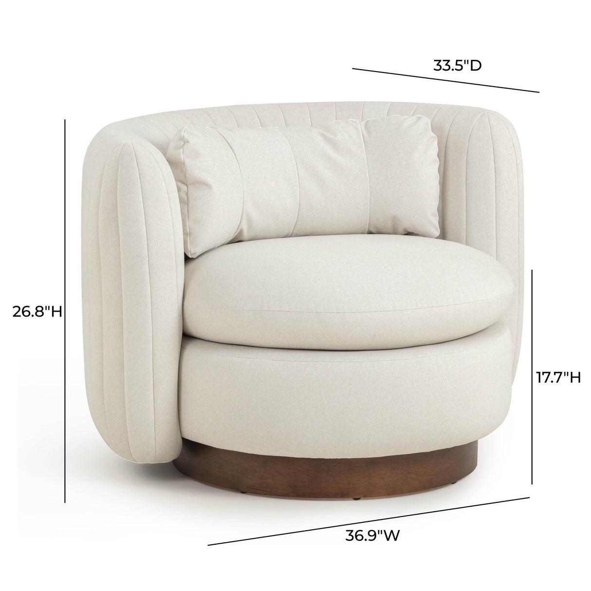 TOV Nura Cream Performance Vegan Mohair Swivel Accent Chair