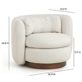 TOV Nura Cream Performance Vegan Mohair Swivel Accent Chair
