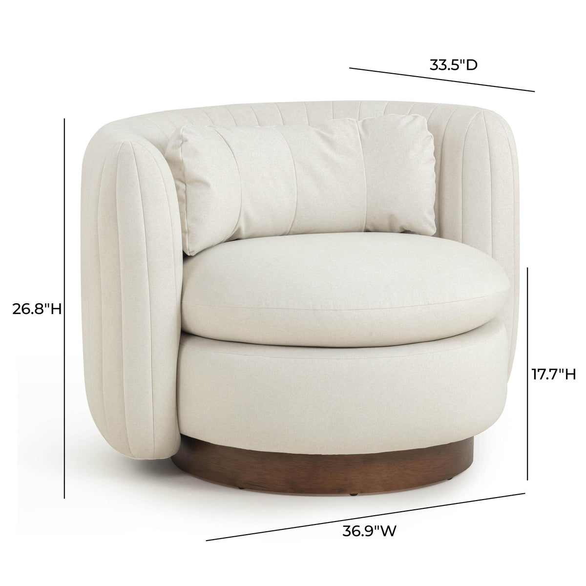 TOV Nura Cream Vegan Mohair Swivel Accent Chair