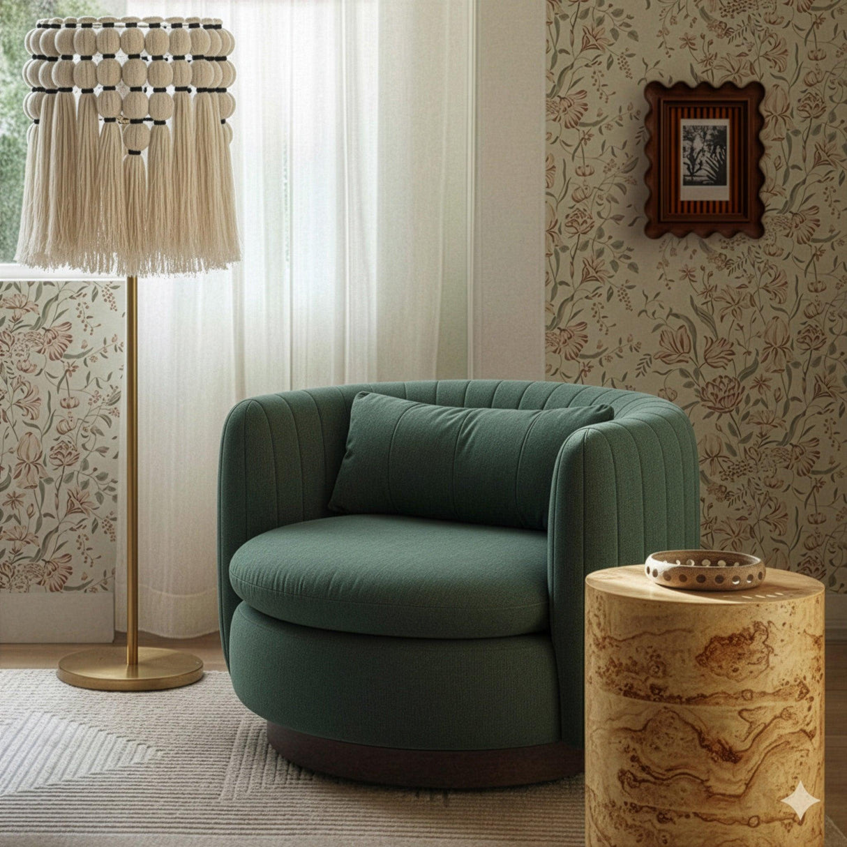 TOV Nura Contract-Grade Chenille Swivel Accent Chair