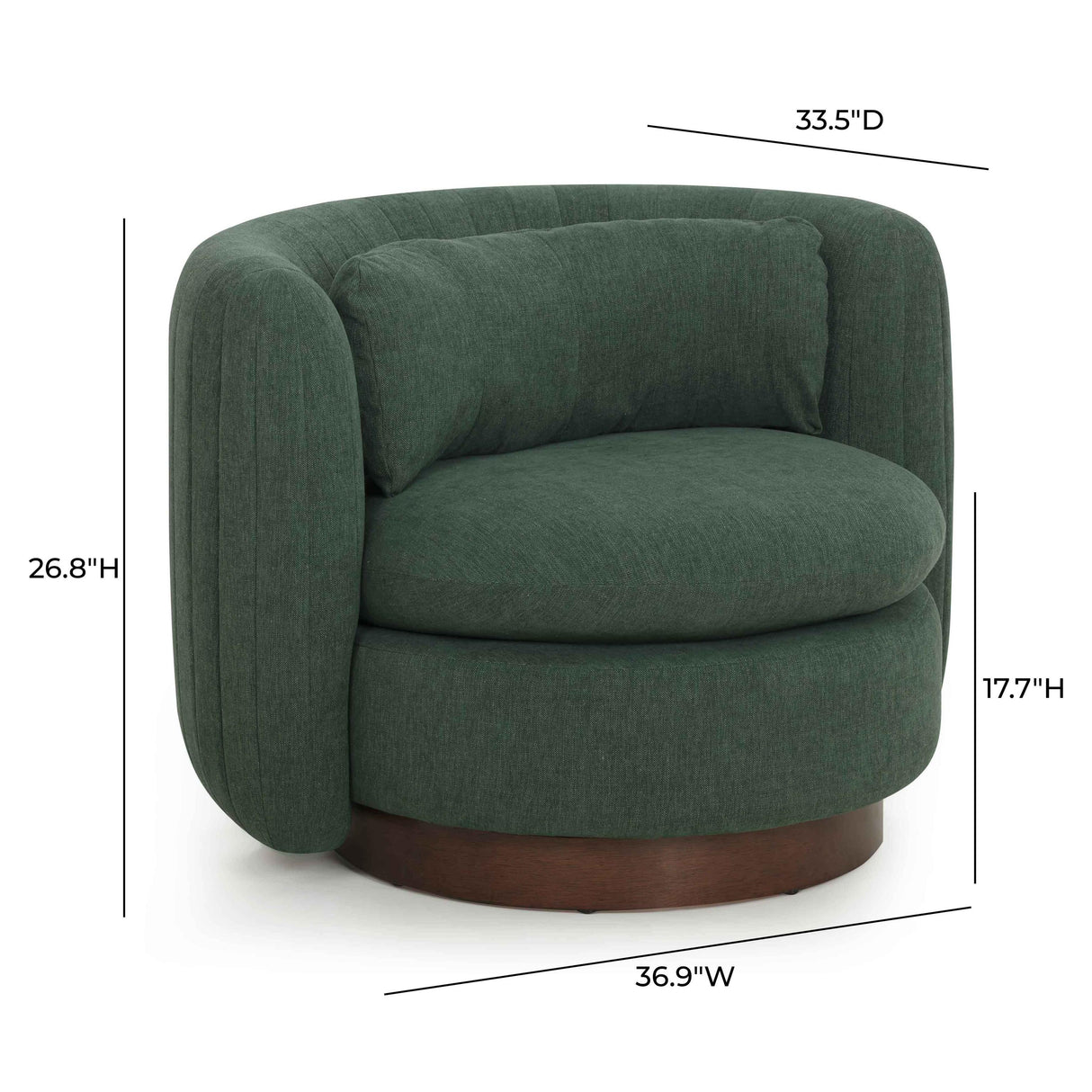 TOV Nura Forest Green Chenille Swivel Accent Chair