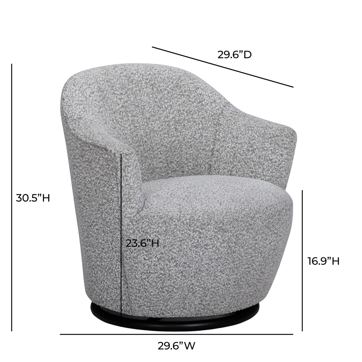 TOV Skyla Grey Boucle Swivel Chair